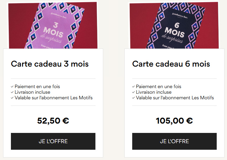 carte cadeaux gambettes box 3 6 mois
