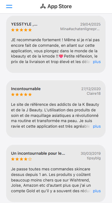 yesstyle avis clients appstore