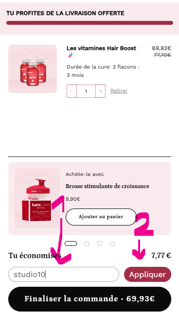 utiliser le code promo karacare de studiomode