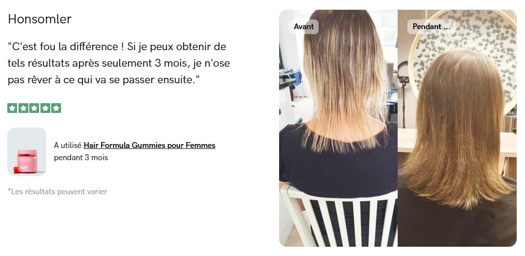 Avis client gummies hairlust avant apres